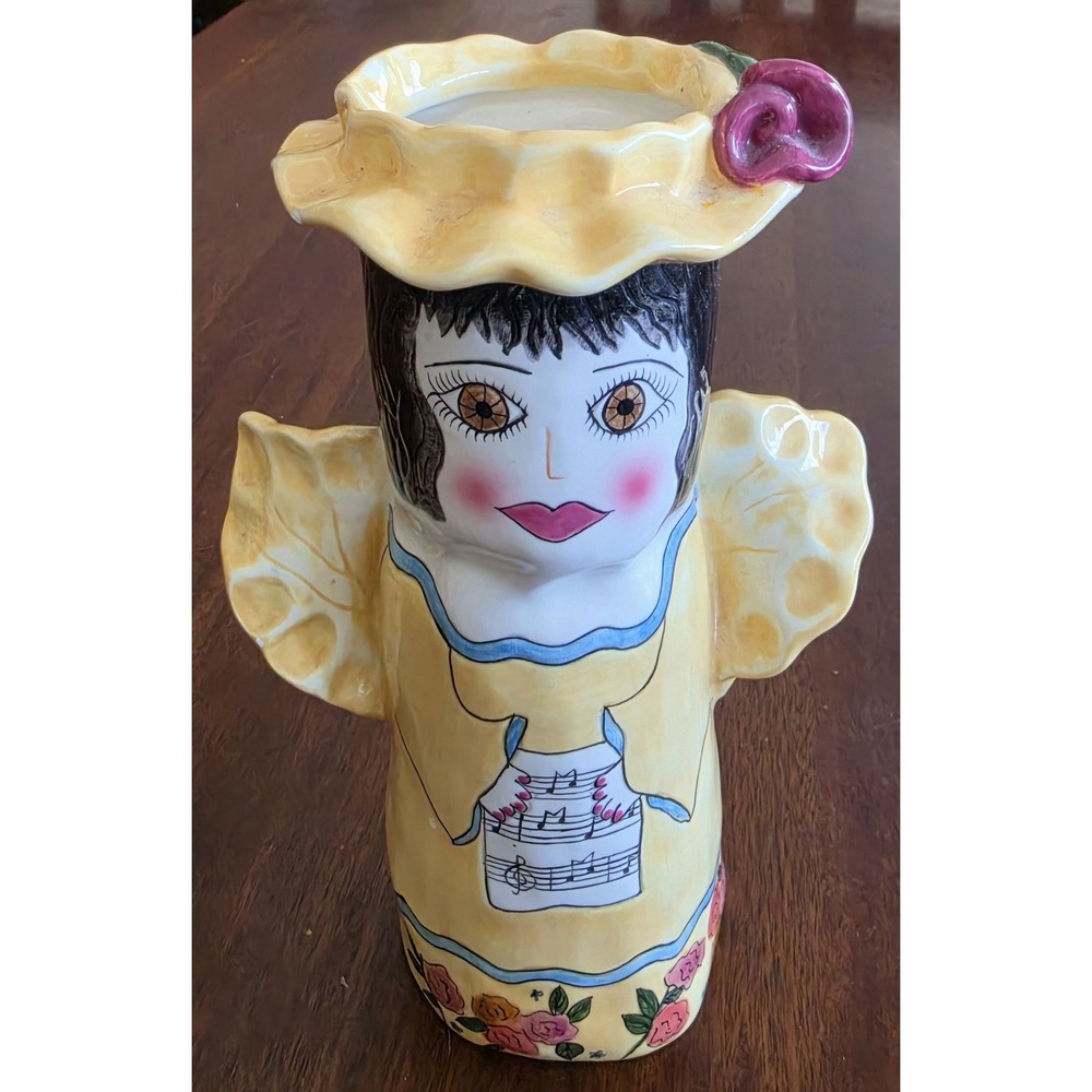 Susan Paley by Ganz Yellow Ceramic Floral Vase Table Decor